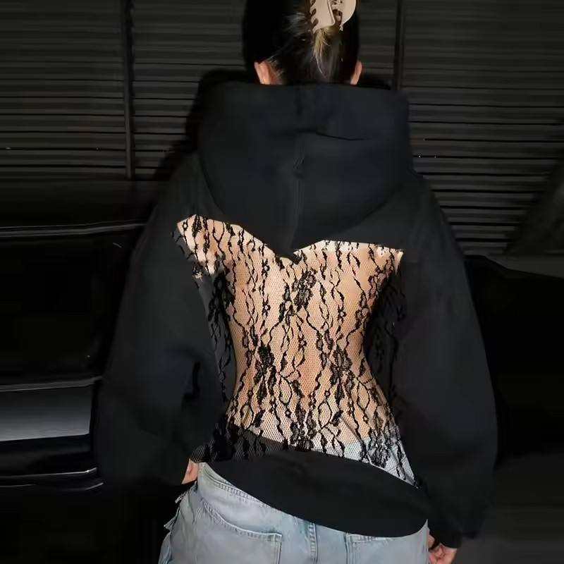 Edgy Gothic Mesh Hoodie™